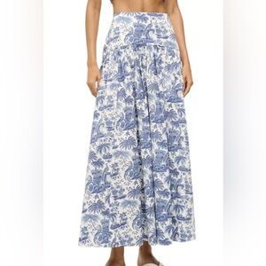 STAUD Blue Toile Procida Maxi Skirt, Size 4